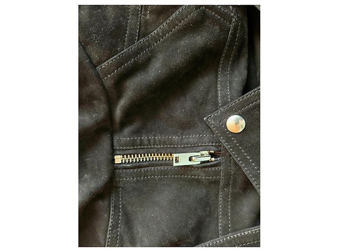 Giacca Biker Iro in Suede Nero - vista 7