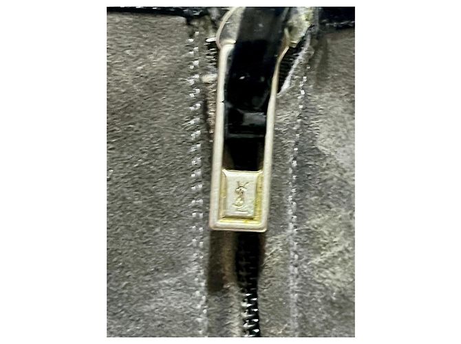 Yves Saint Laurent Stivali in suede nero e grigio morbido YSL - vista 2