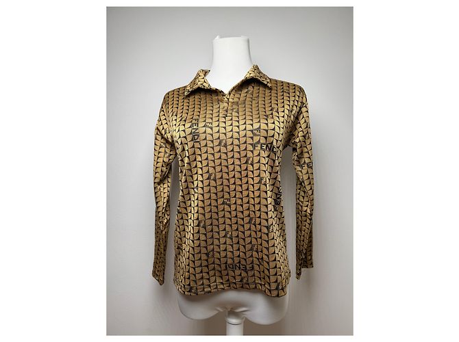 Vintage Fendi Roma Monogramm Pullover 38/M Gold Golden - Ansicht 11