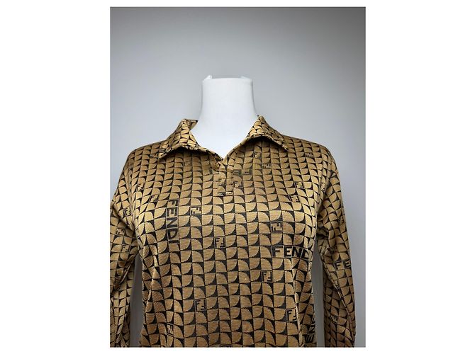Vintage Fendi Roma Monogramm Pullover 38/M Gold Golden - Ansicht 3