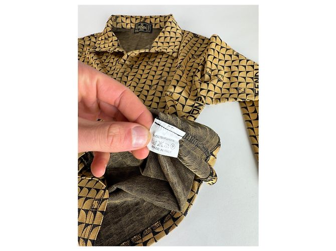 Vintage Fendi Roma Monogramm Pullover 38/M Gold Golden - Ansicht 8