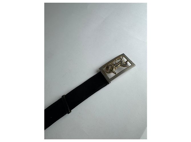 Céline Vintage Celine Paris Triomphe Leder Gürtel Schwarz - Ansicht 3