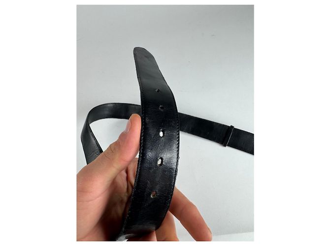 Céline Vintage Celine Paris Triomphe Leder Gürtel Schwarz - Ansicht 4