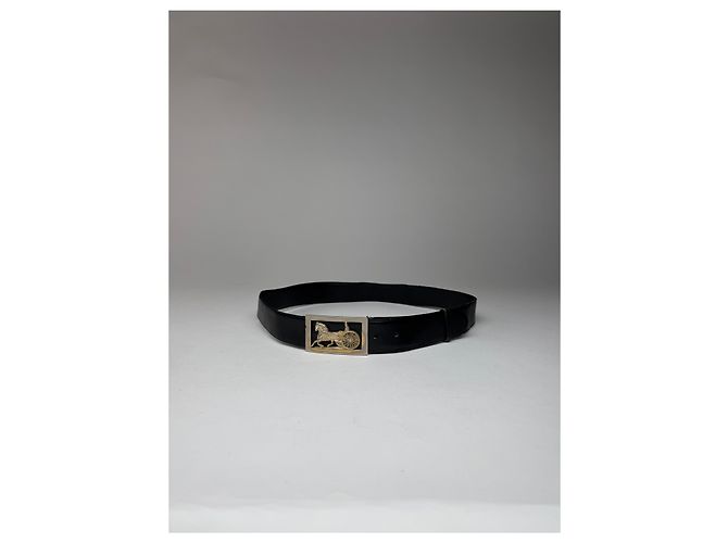 Céline Vintage Celine Paris Triomphe Leder Gürtel Schwarz - Ansicht 5