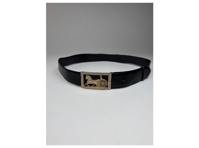 Céline Vintage Celine Paris Triomphe Leder Gürtel Schwarz - Ansicht 8