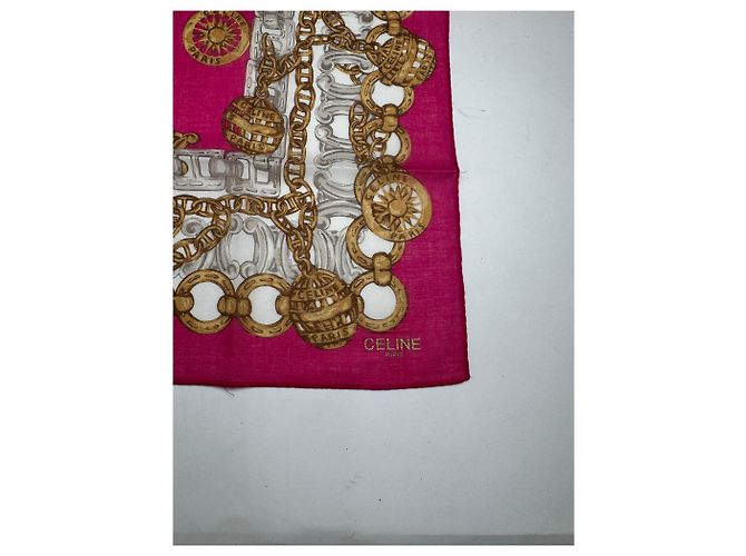 Céline Foulard in seta vintage Celine Paris rosso - vista 2