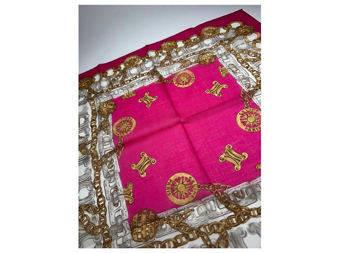 Céline Foulard in seta vintage Celine Paris rosso - vista 3