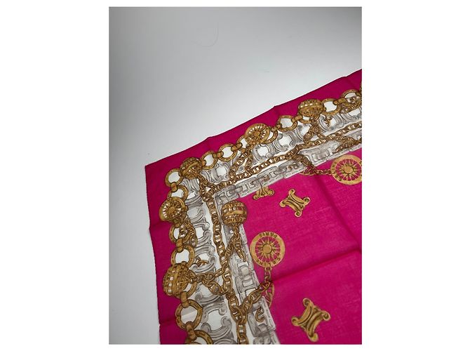 Céline Foulard in seta vintage Celine Paris rosso - vista 4