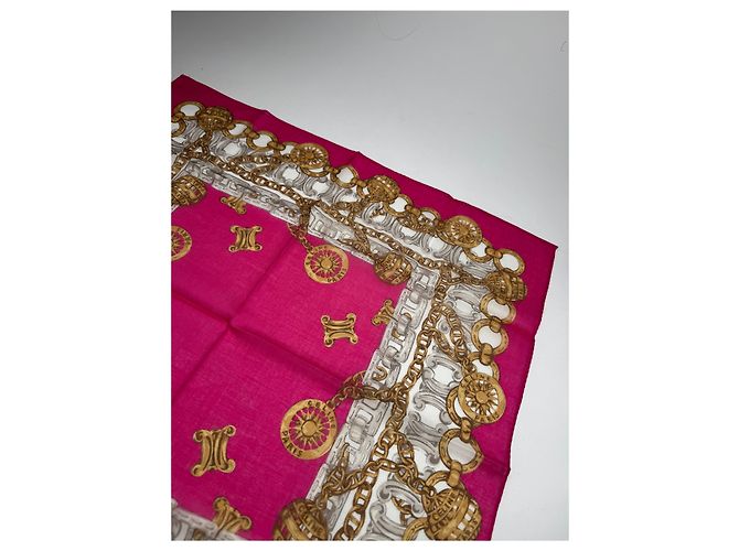 Céline Foulard in seta vintage Celine Paris rosso - vista 5
