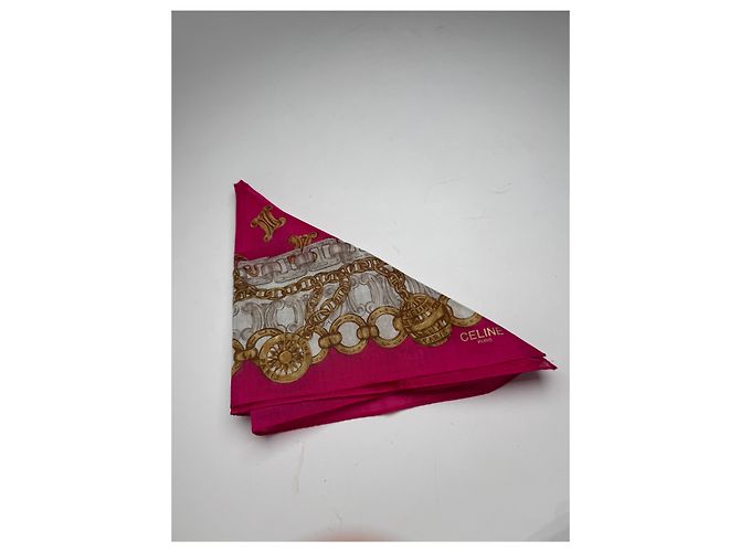 Céline Foulard in seta vintage Celine Paris rosso - vista 7