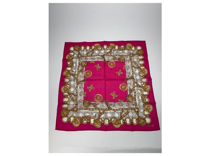 Céline Foulard in seta vintage Celine Paris rosso - vista 8