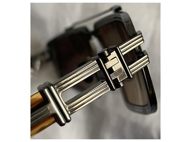 Occhiali da sole Balmain in acetato e titanio neri Nero Marrone chiaro Marrone scuro - vista 18