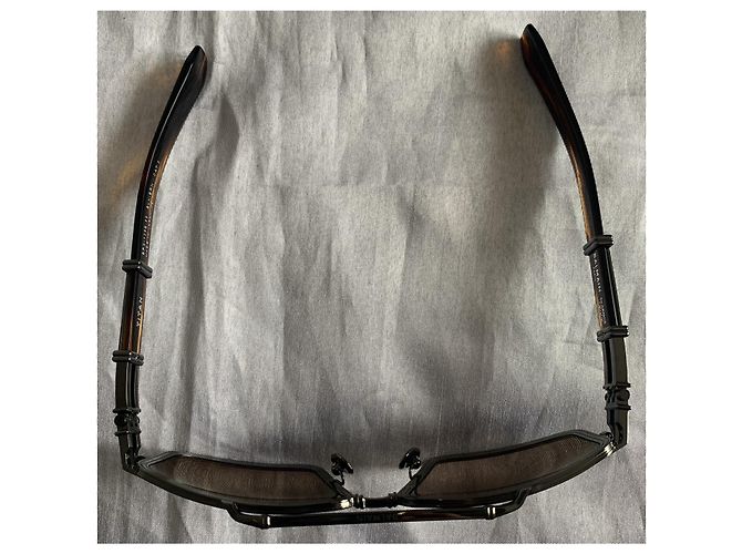 Occhiali da sole Balmain in acetato e titanio neri Nero Marrone chiaro Marrone scuro - vista 7
