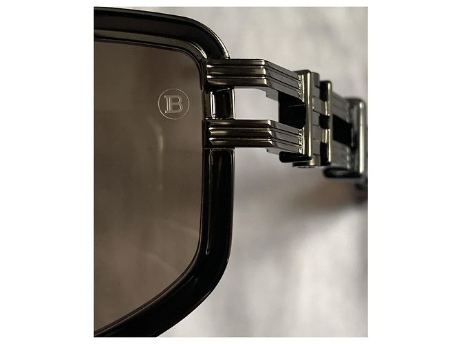 Occhiali da sole Balmain in acetato e titanio neri Nero Marrone chiaro Marrone scuro - vista 9