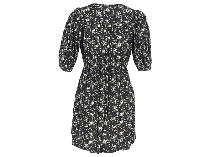 Vestido mini de crepé estampado Ganni en viscosa verde - vista 3