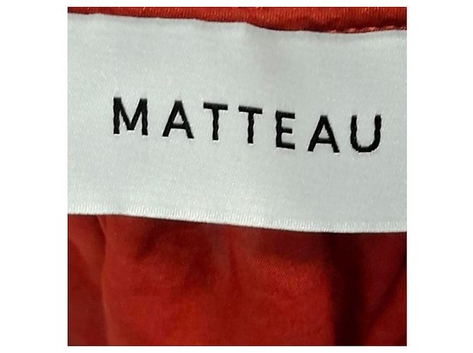 Autre Marque Abito Mini Gathered Matteau in Cotone Organico Rosso e Seta - vista 4