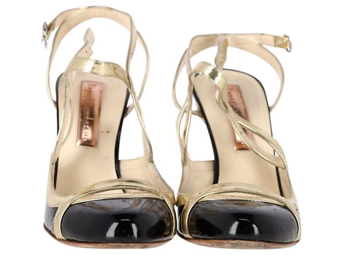 Pumps slingback a punta rotonda Rupert Sanderson in pelle nera e dorata Nero - vista 2
