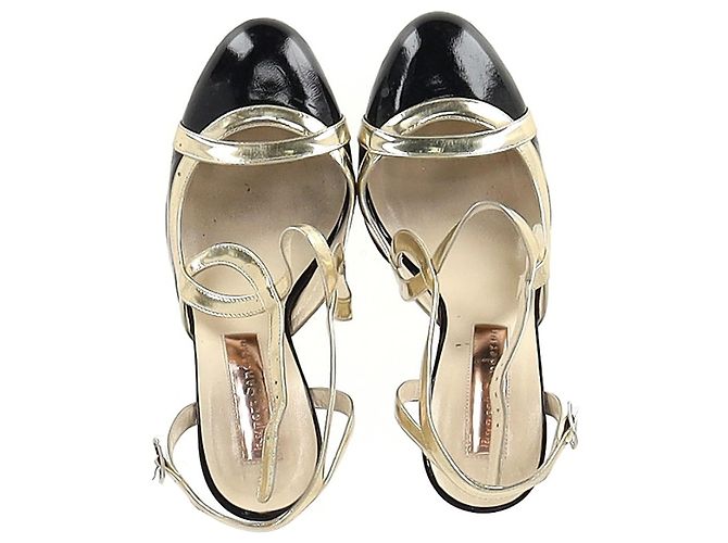Pumps slingback a punta rotonda Rupert Sanderson in pelle nera e dorata Nero - vista 3