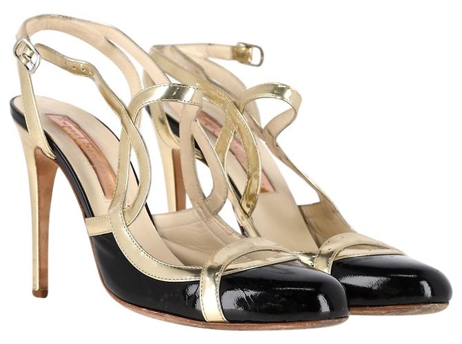 Pumps slingback a punta rotonda Rupert Sanderson in pelle nera e dorata Nero - vista 4
