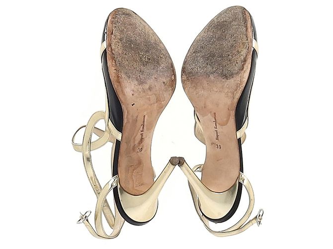 Pumps slingback a punta rotonda Rupert Sanderson in pelle nera e dorata Nero - vista 6