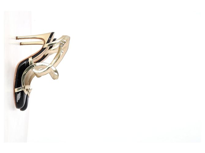 Pumps slingback a punta rotonda Rupert Sanderson in pelle nera e dorata Nero - vista 7
