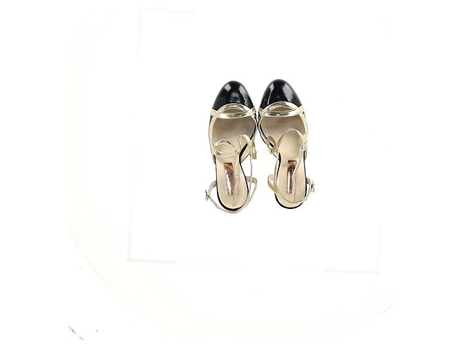 Pumps slingback a punta rotonda Rupert Sanderson in pelle nera e dorata Nero - vista 9