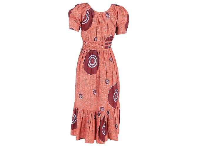 Abito midi a maniche a sbuffo stampato Ulla Johnson in cotone multicolore - vista 3