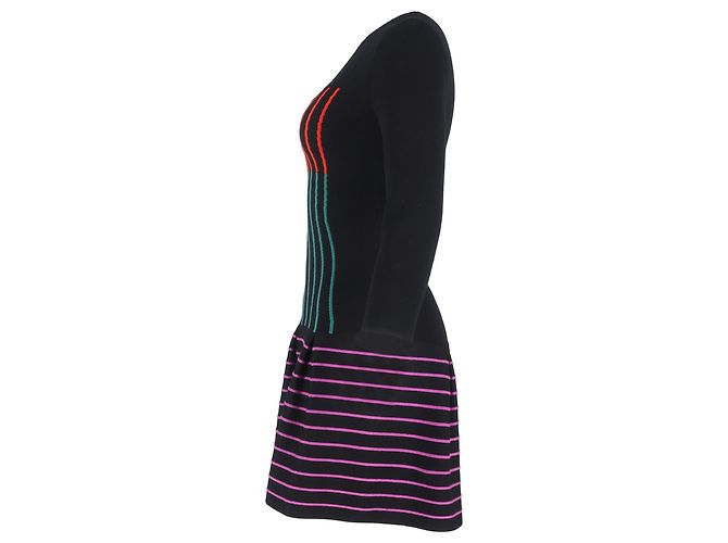 Abito mini svasato a righe Fendi in lana multicolore - vista 2