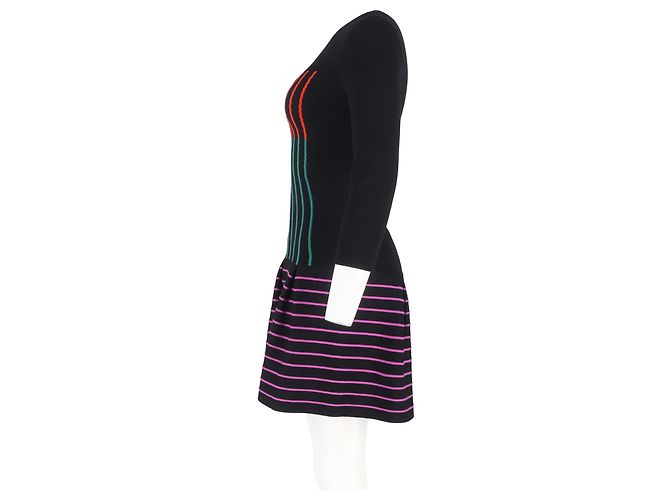 Abito mini svasato a righe Fendi in lana multicolore - vista 5