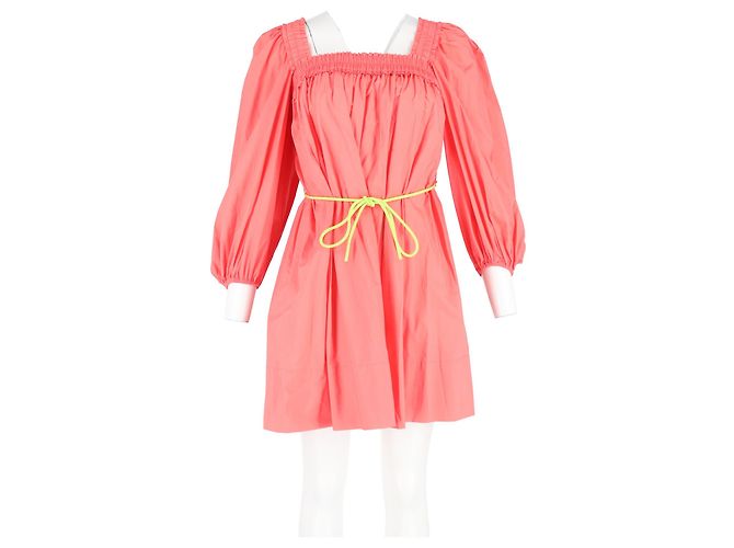 Vestido mini plisado fruncido Zimmermann Nina en algodón coral - vista 4