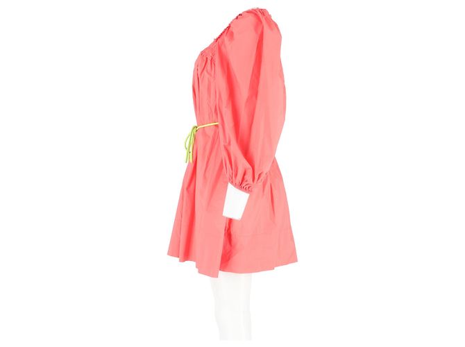 Vestido mini plisado fruncido Zimmermann Nina en algodón coral - vista 5