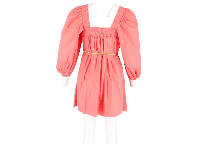 Vestido mini plisado fruncido Zimmermann Nina en algodón coral - vista 6
