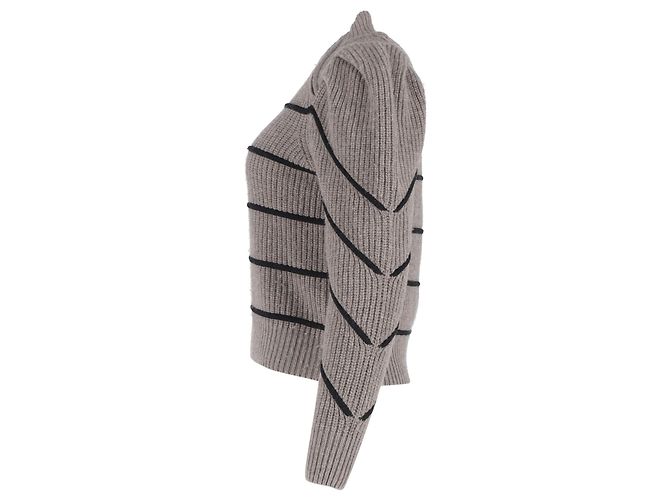 Ba&Sh Gestreifter Pullover Ba & Sh Yonoh aus grauer Wolle - Ansicht 2