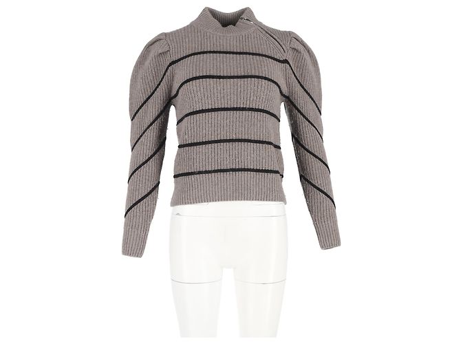 Ba&Sh Gestreifter Pullover Ba & Sh Yonoh aus grauer Wolle - Ansicht 4