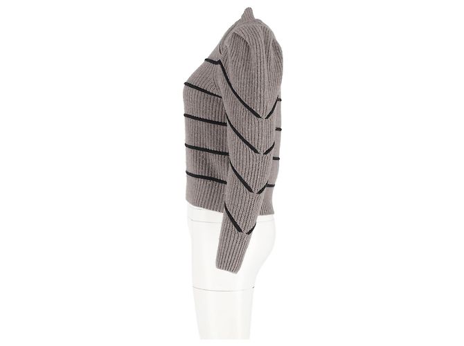 Ba&Sh Gestreifter Pullover Ba & Sh Yonoh aus grauer Wolle - Ansicht 5