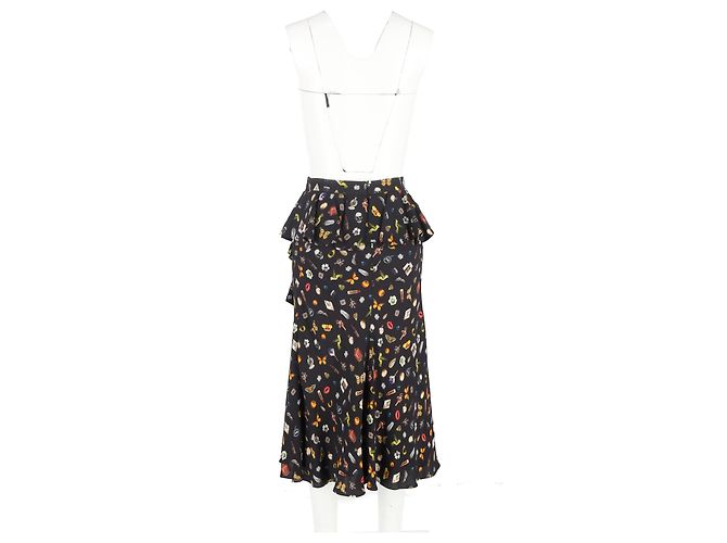 Gonna midi a volant stampata Alexander Mcqueen in viscosa multicolore - vista 3