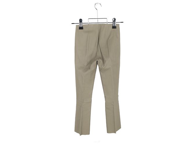 Pantalones rectos de cuero beige de By Malene Birger - vista 5