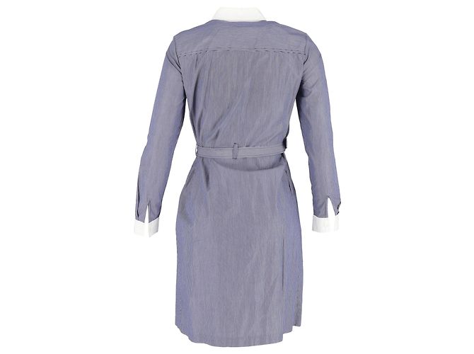 Abito camicia a righe con cintura Vanessa Seward in cotone blu - vista 3