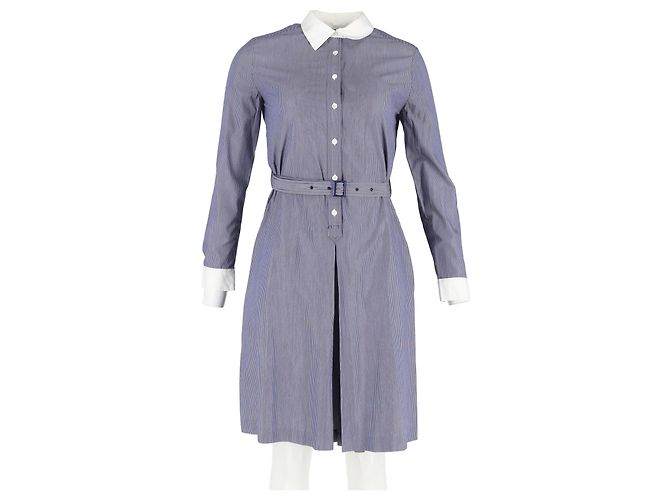 Abito camicia a righe con cintura Vanessa Seward in cotone blu - vista 5