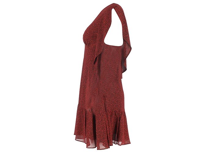 MICHAEL Michael Kors bedrucktes Mini-Kleid mit Cascade-Ärmeln aus rotem Polyester - Ansicht 2
