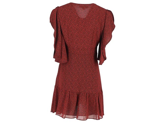 MICHAEL Michael Kors bedrucktes Mini-Kleid mit Cascade-Ärmeln aus rotem Polyester - Ansicht 3