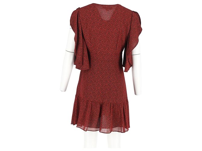 MICHAEL Michael Kors bedrucktes Mini-Kleid mit Cascade-Ärmeln aus rotem Polyester - Ansicht 6