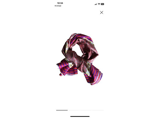 Quadrato in seta multicolore Bottega Veneta anni '90 Rosa Rosso D'oro Bianco sporco Viola scuro - vista 3