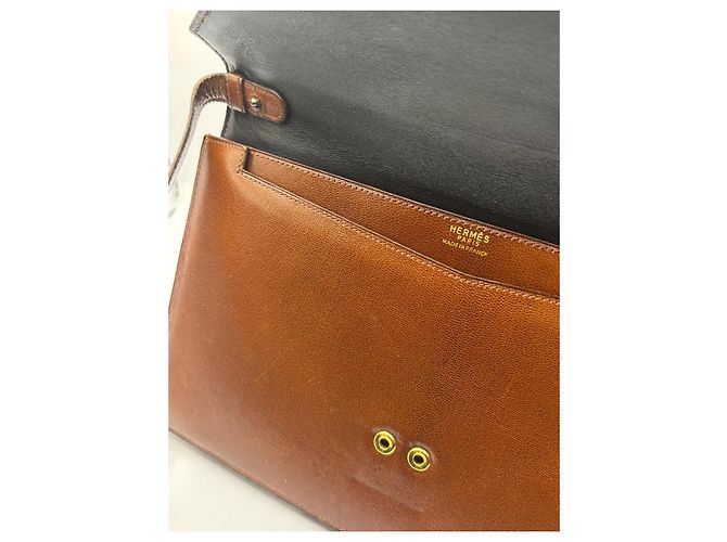 Borsa a mano Hermès Lydie in pelle camel Cammello - vista 12