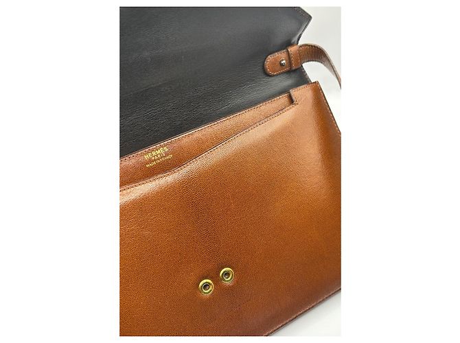Borsa a mano Hermès Lydie in pelle camel Cammello - vista 13