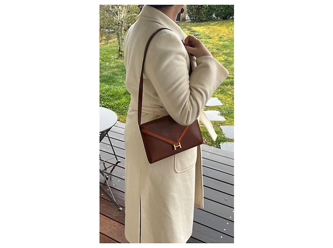 Borsa a mano Hermès Lydie in pelle camel Cammello - vista 3