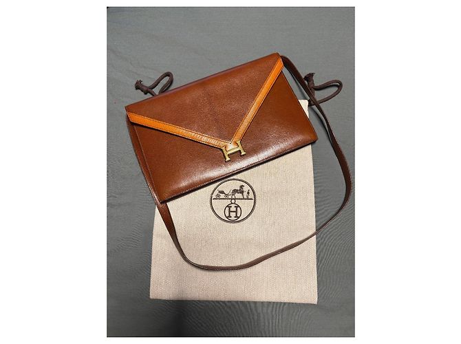 Borsa a mano Hermès Lydie in pelle camel Cammello - vista 4