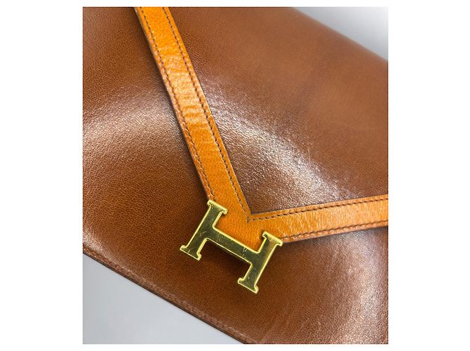 Borsa a mano Hermès Lydie in pelle camel Cammello - vista 9