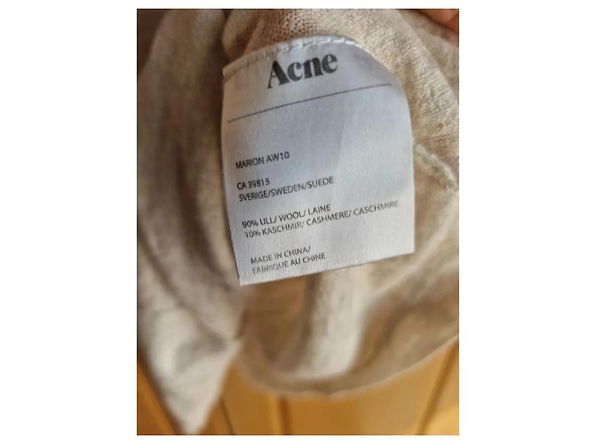 Top de malha Acne mistura de lã e caxemira bege - vista 5