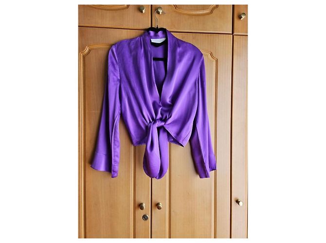 Top Maison Michel de seda charmeuse morado anudado Púrpura - vista 2